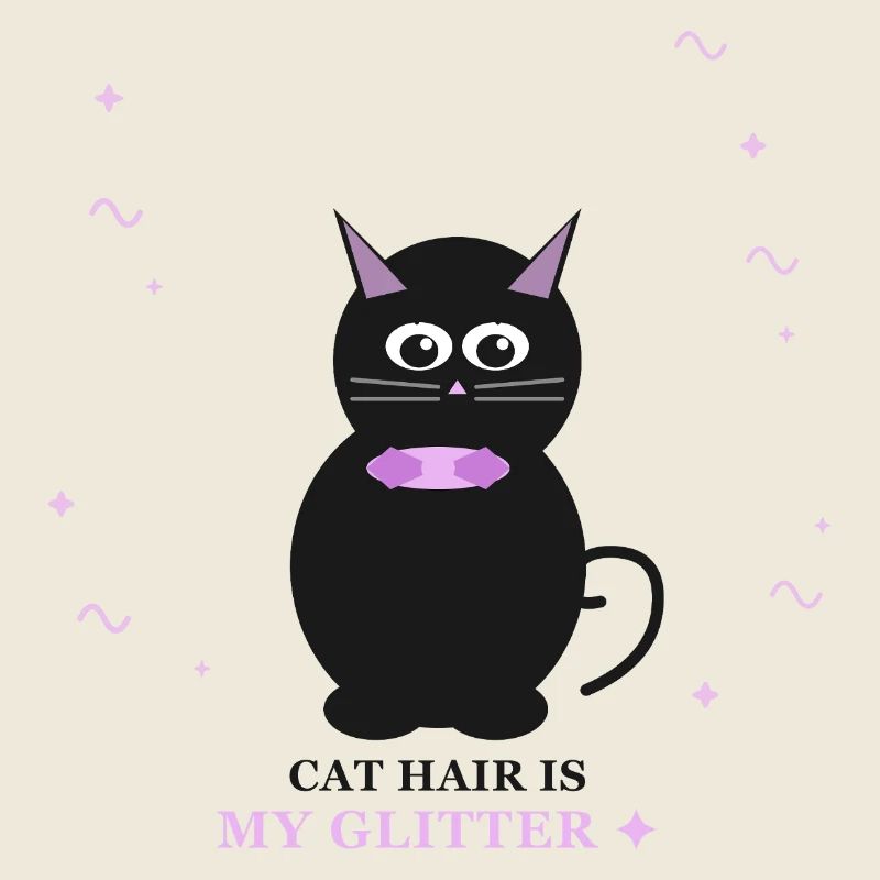 Glittery Cat Charm with Purple Collar