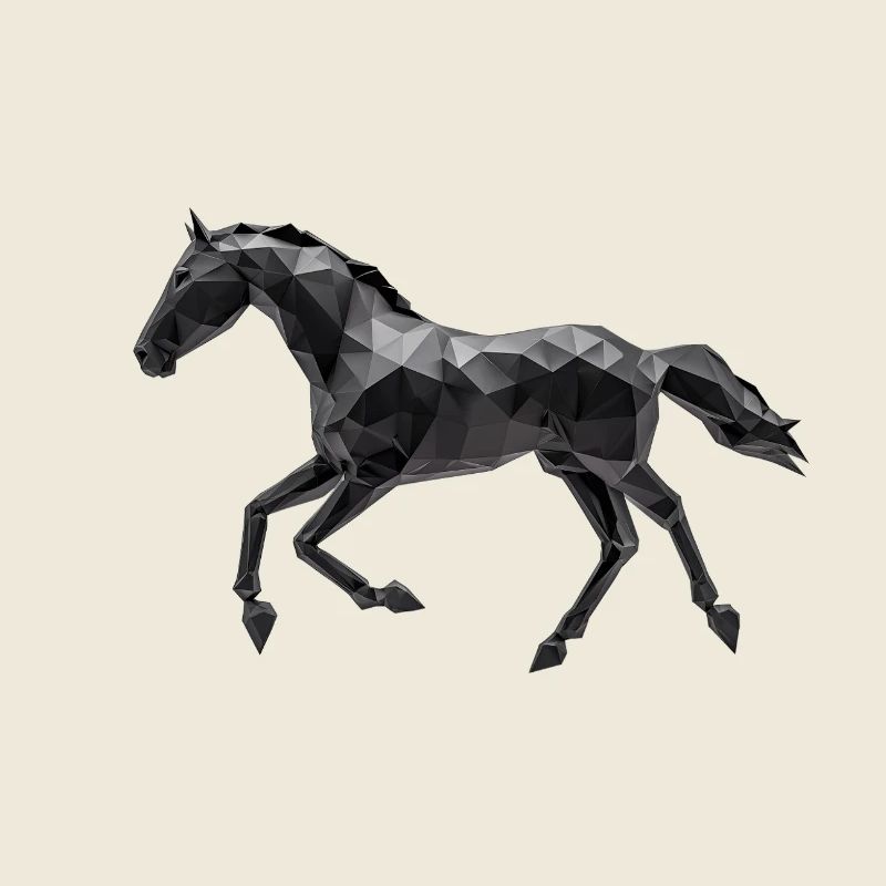 Schwarzes Pferd Low Poly Logo Art Design Rappe