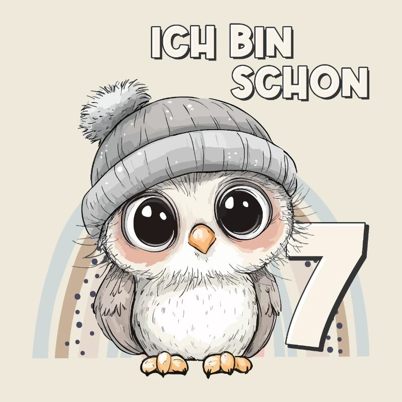7. Geburtstag Eule Regenbogen Süß Niedlich
