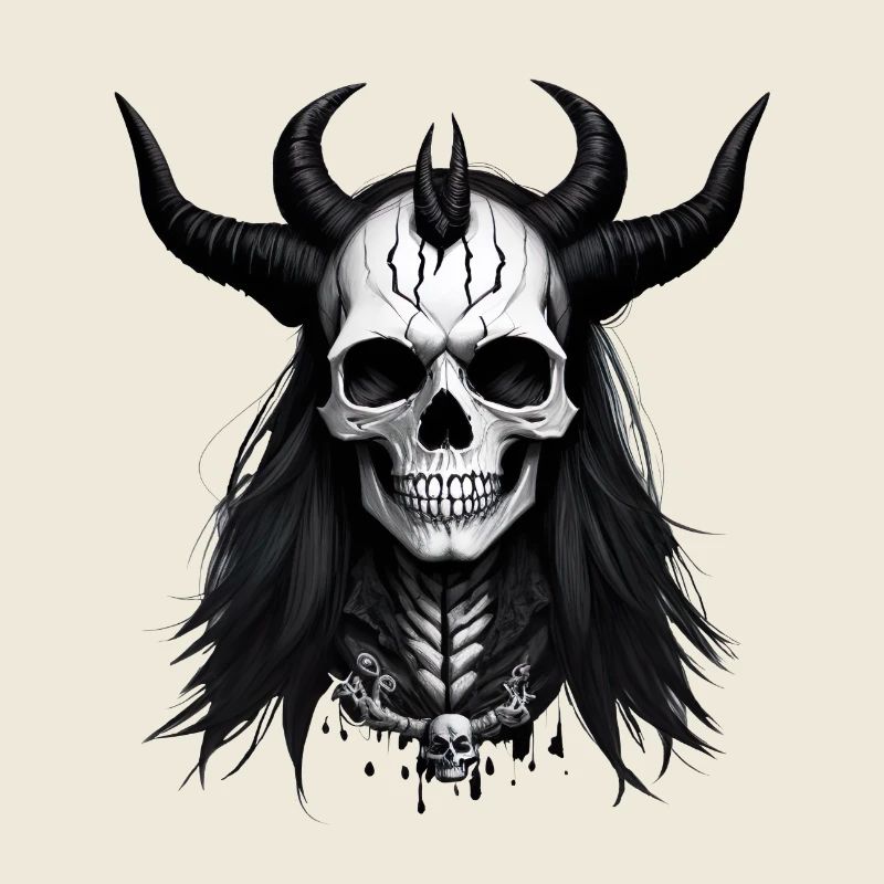 Skull with Horns Devil Skull