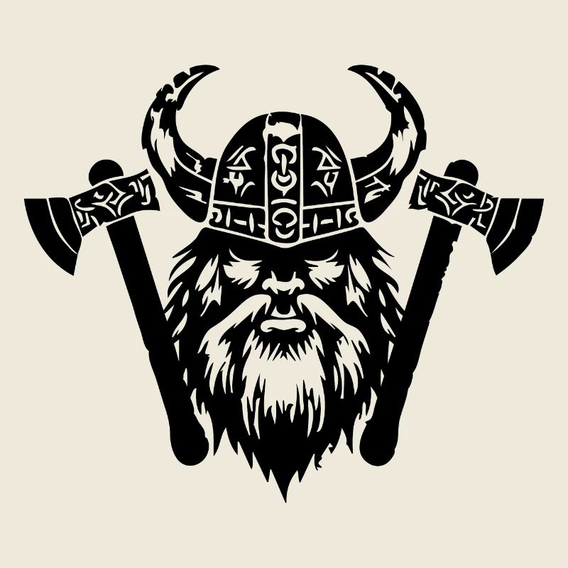 Wikinger mit Axt und Helm