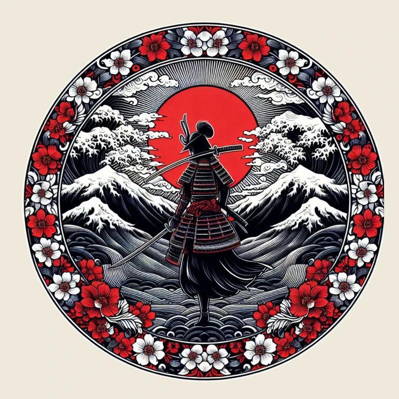 Ombre Samurai Mädchen Kirschblüte