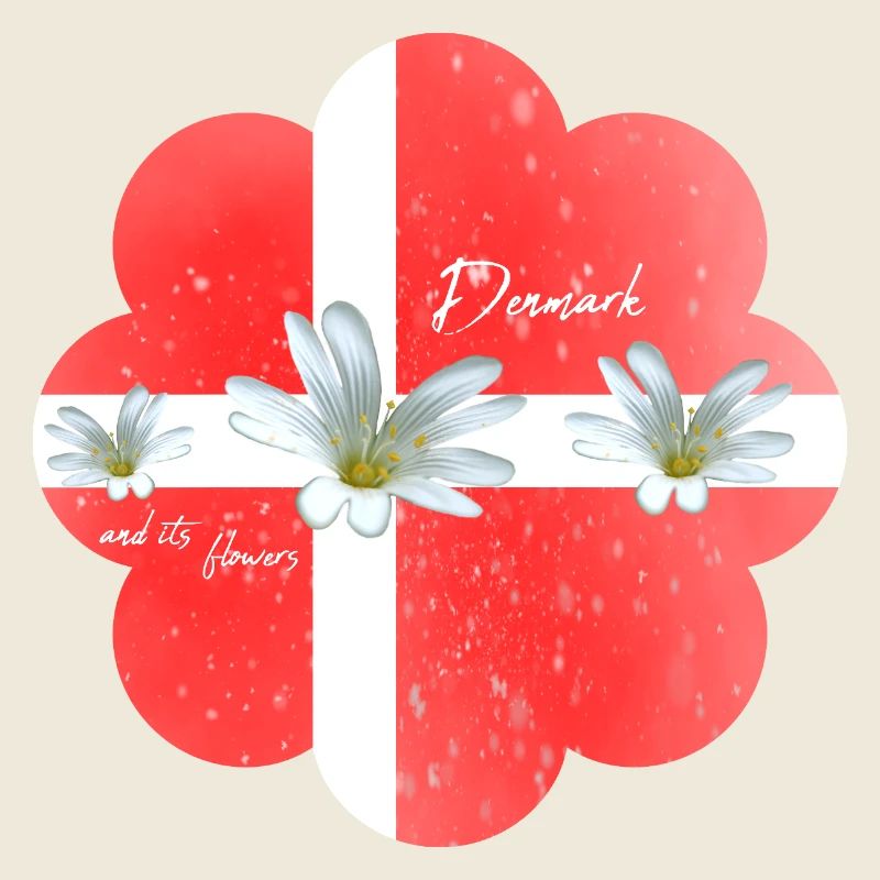 Danemark Drapeau avec des fleurs Danemark