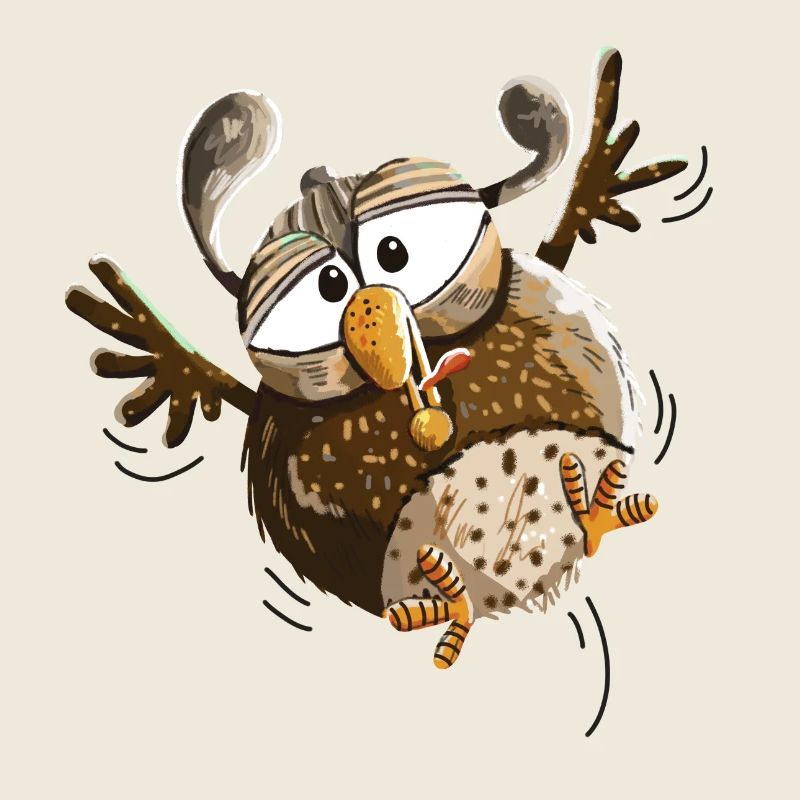 Flatternde Eule im Tiefflug - Eulen - Lustig