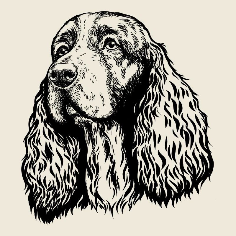 Springer Spaniel Portrait noir