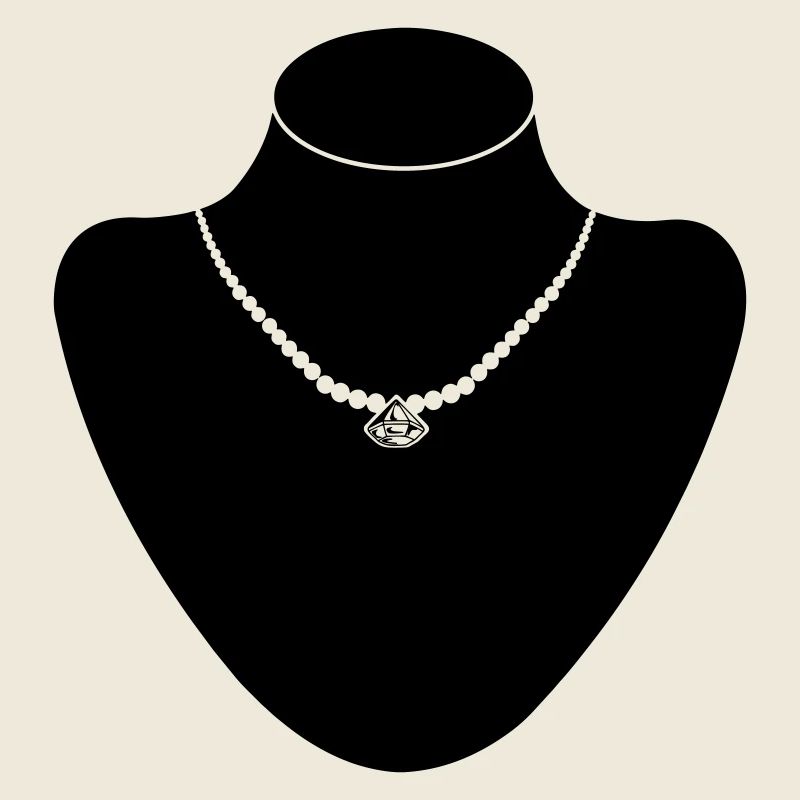 Support col bijoutier avec collier de perles et diamant