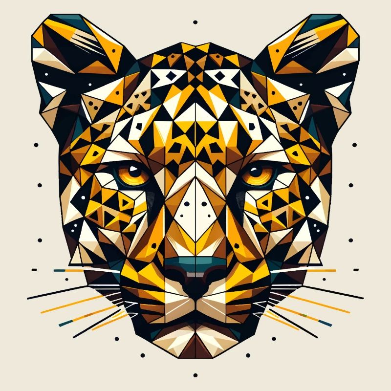 Geometric Leopard Head Polygons Motif