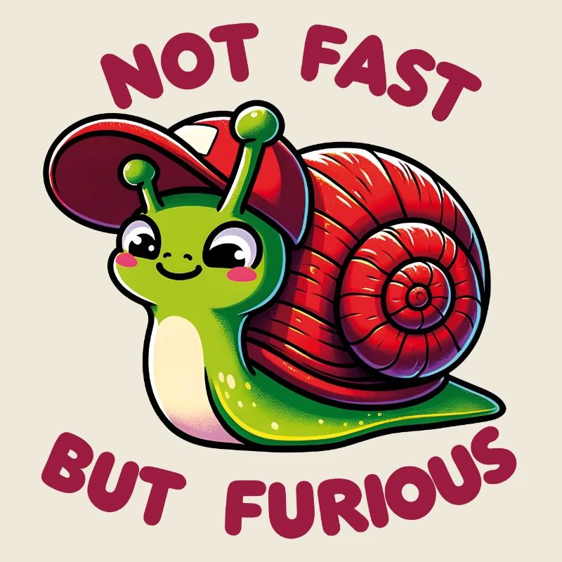 Little cute snail with baseball cap
