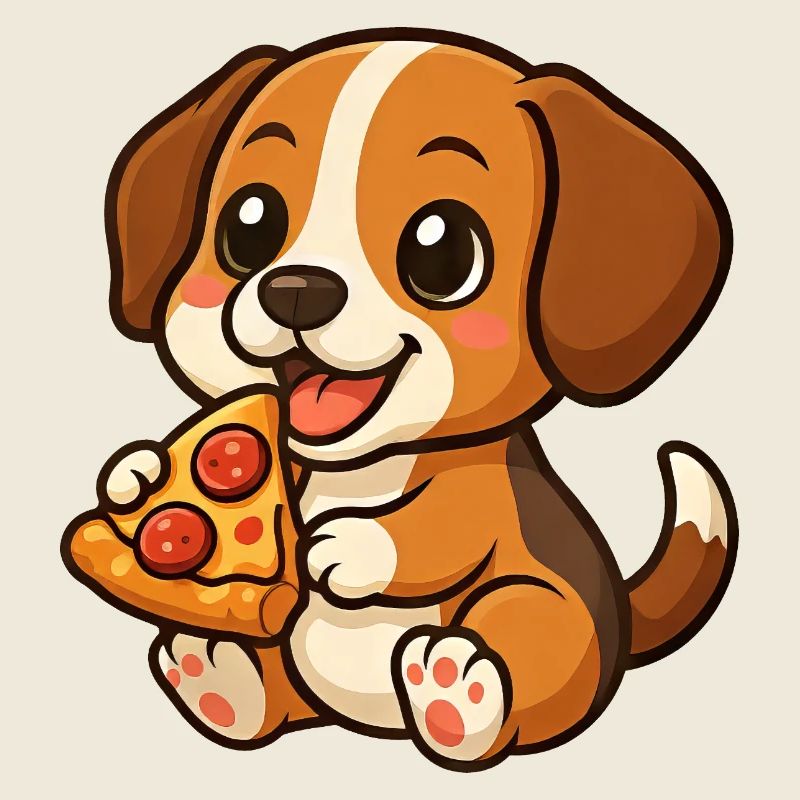 Mignon Beagle Chien Pizza Pizza Lover Dessin animé