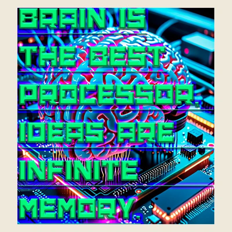 The Brain Is the Best Processor — Tech Neon Quote 