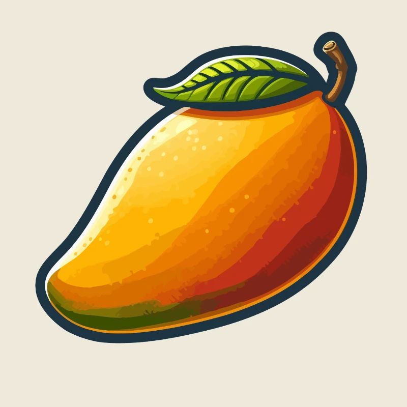 Bunte Mango mit grünem Blatt