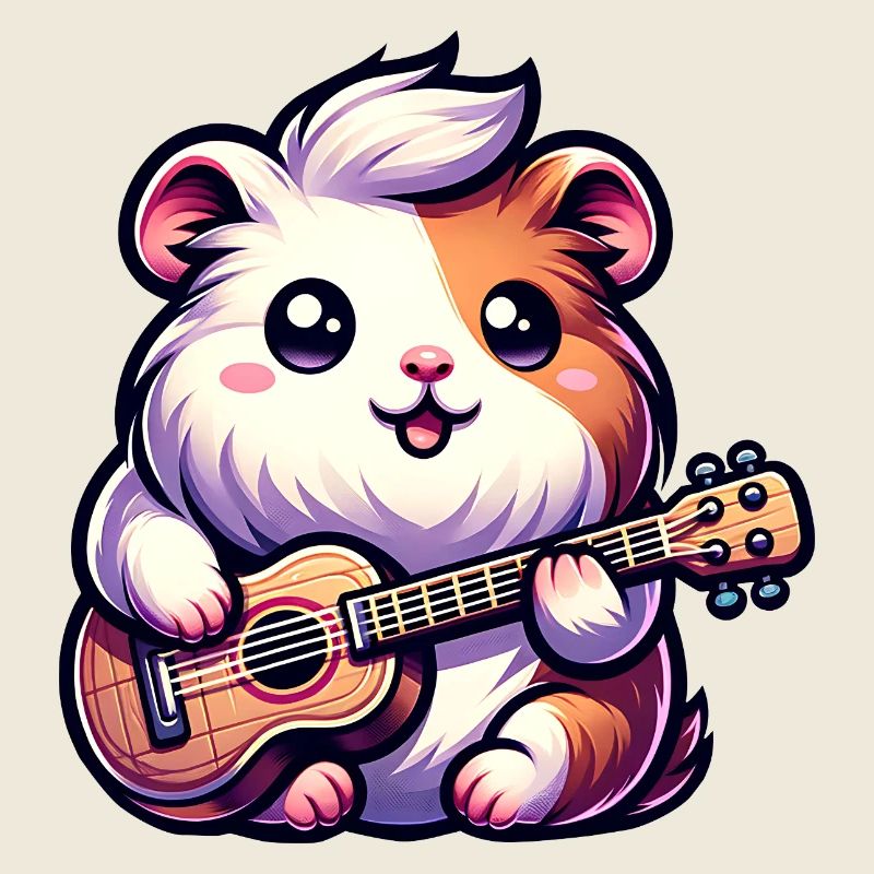Cochon d’Inde mignon avec de la musique de ukulélé