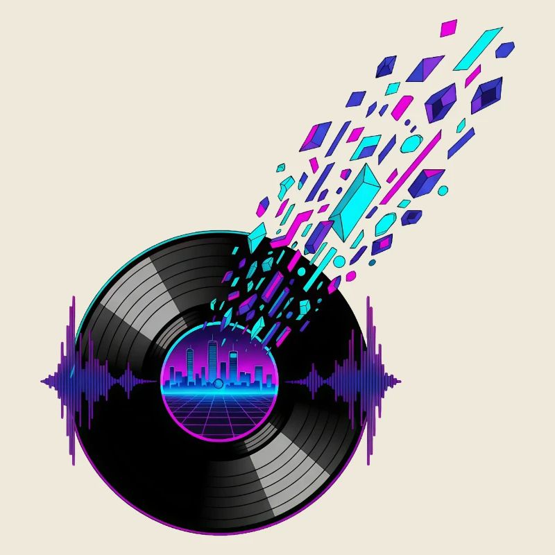 Vinyle rétro et conception numérique de la ligne d’horizon