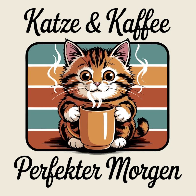 Cat Coffee Pause café rétro
