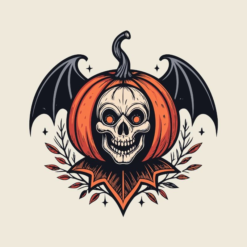 Squelette Citrouille Halloween Ailé