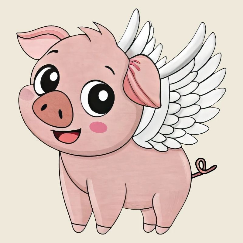 Mignon cochon dessin animé ange avec des ailes Ferme
