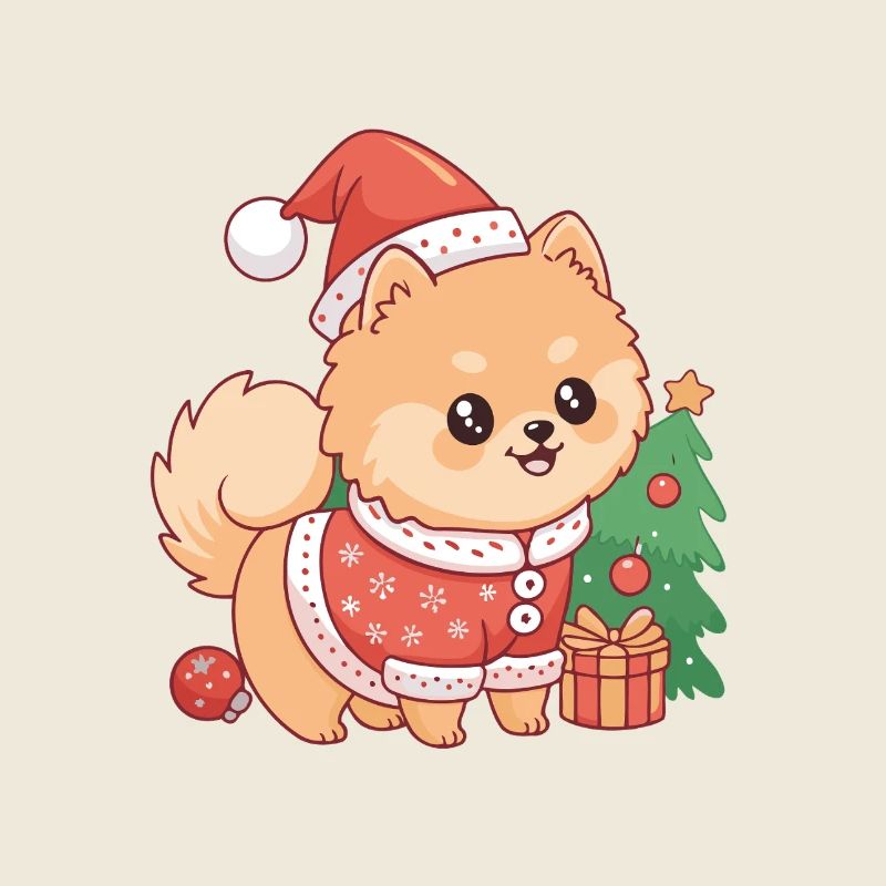 Kawaii-Weihnachtshund im Pullover