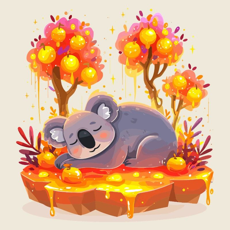 Cuddly koala in the honey forest