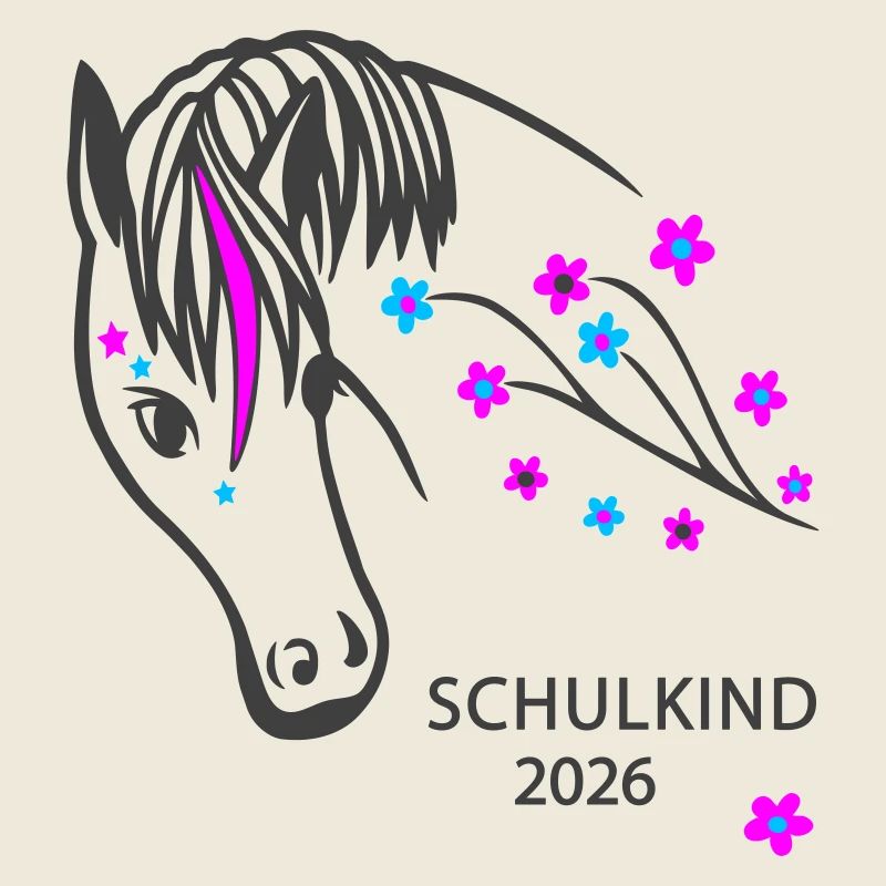 Pferd mit Blumen 2026 Schulkind