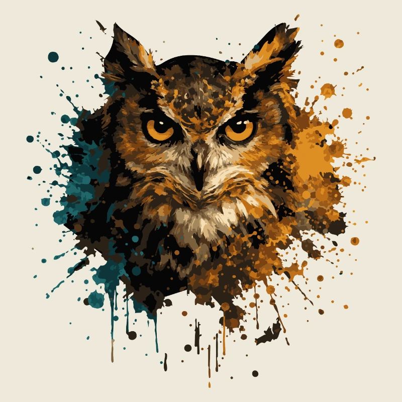 Eule Aquarell – Color Splash Tierkunst