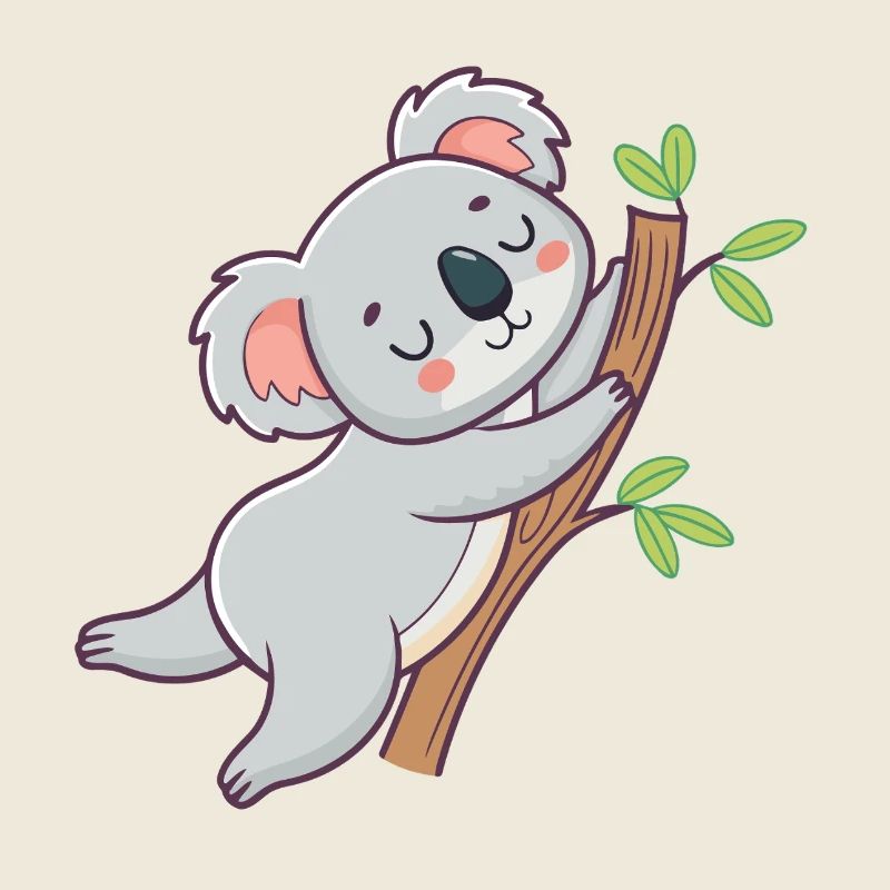 Cuddly koala on pastel branch