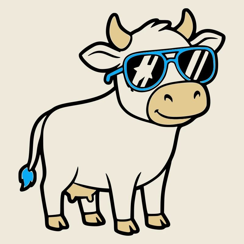 Cool Cow Sunglasses Casual Vector