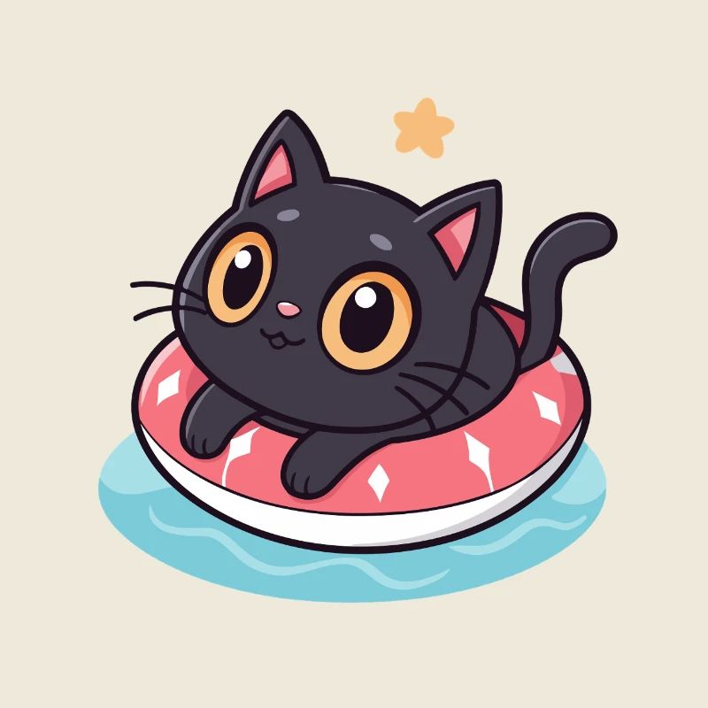 Chat kawaii sur boué rose