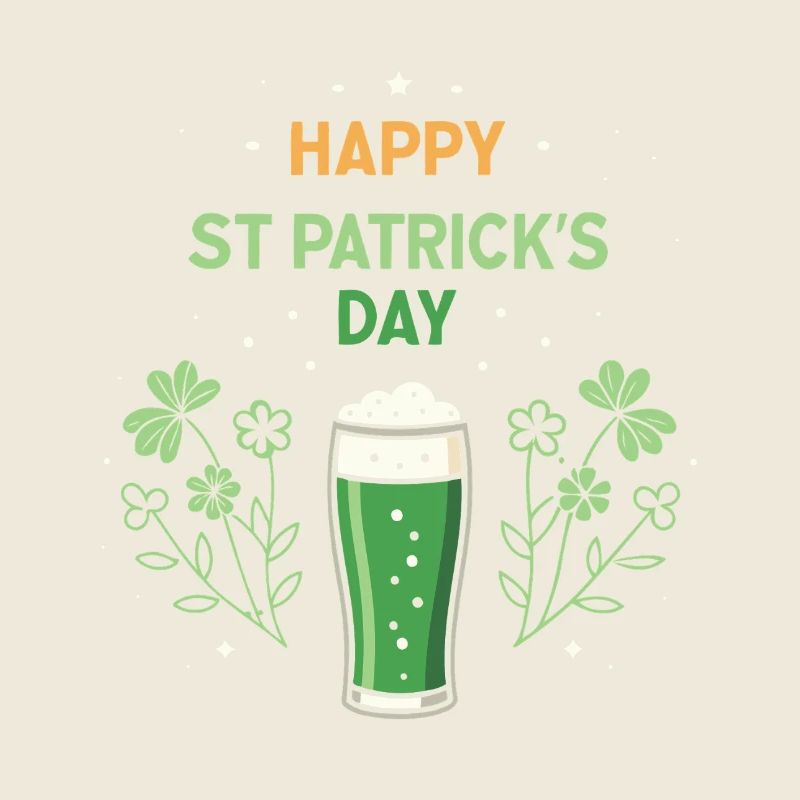 Verre vert et trèfles Saint Patrick