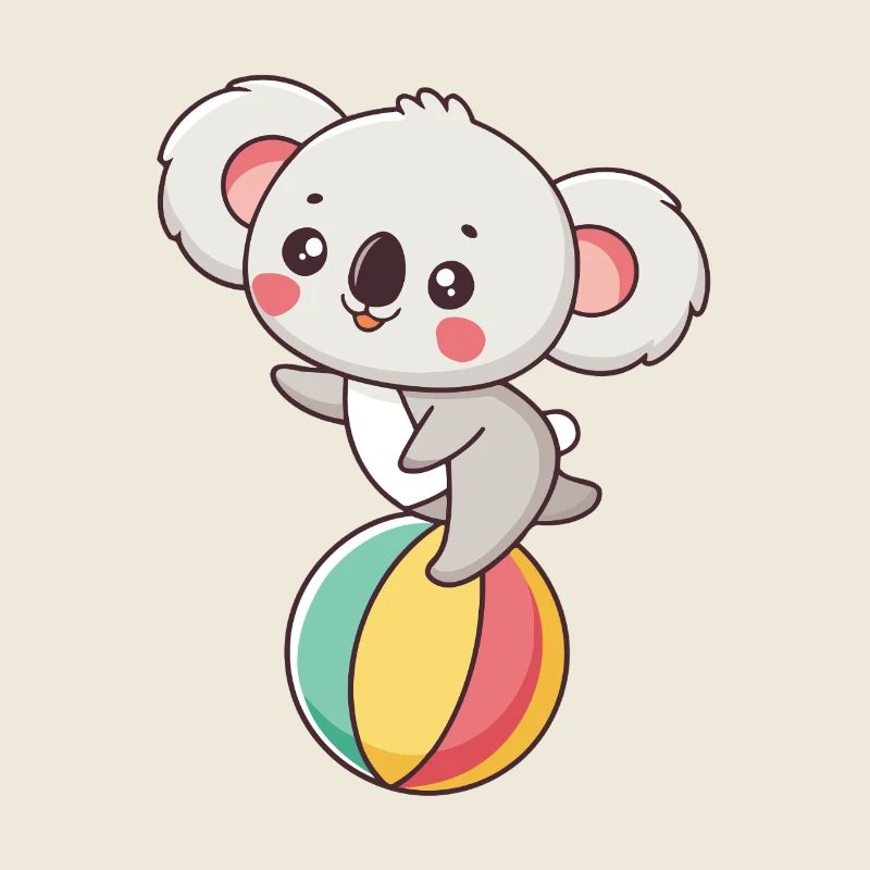 Koala on rainbow colored ball