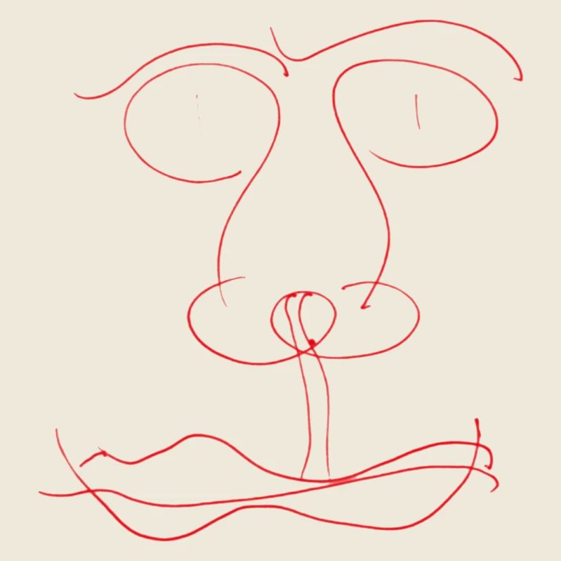 Rotes Liniengesicht