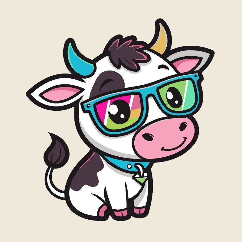 Vache chic lunettes arcenciel