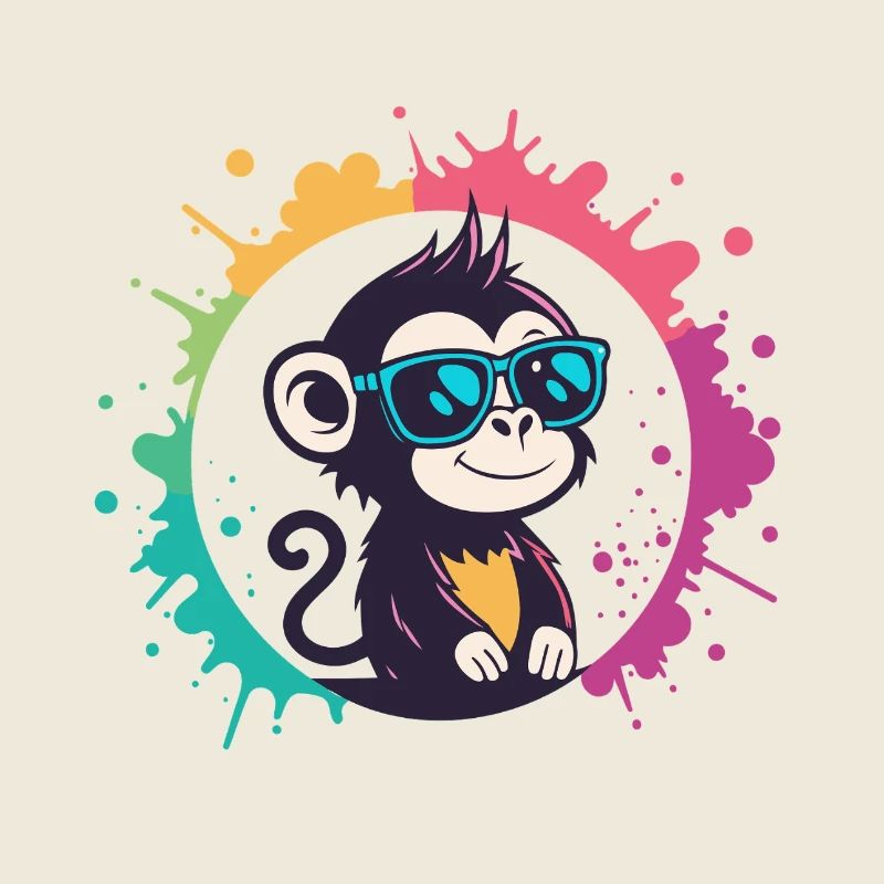 Monkey Splash Circle Blaue Brille