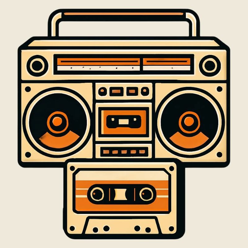 Graphique rétro Boombox orange