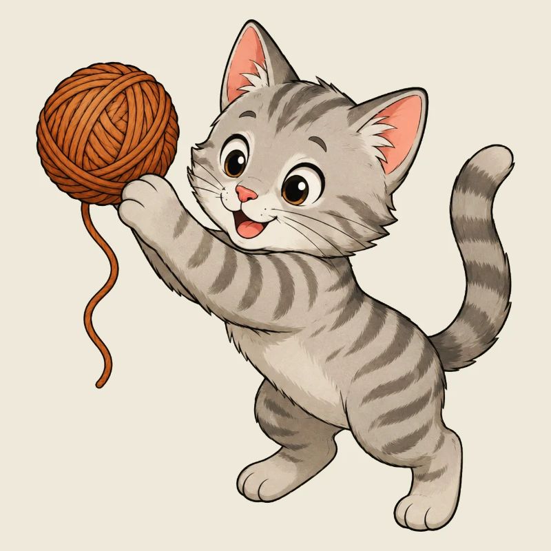Kitten with wool