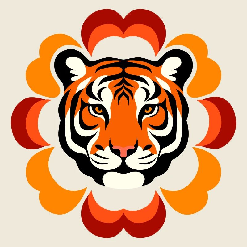 Retro Flower Power Tiger