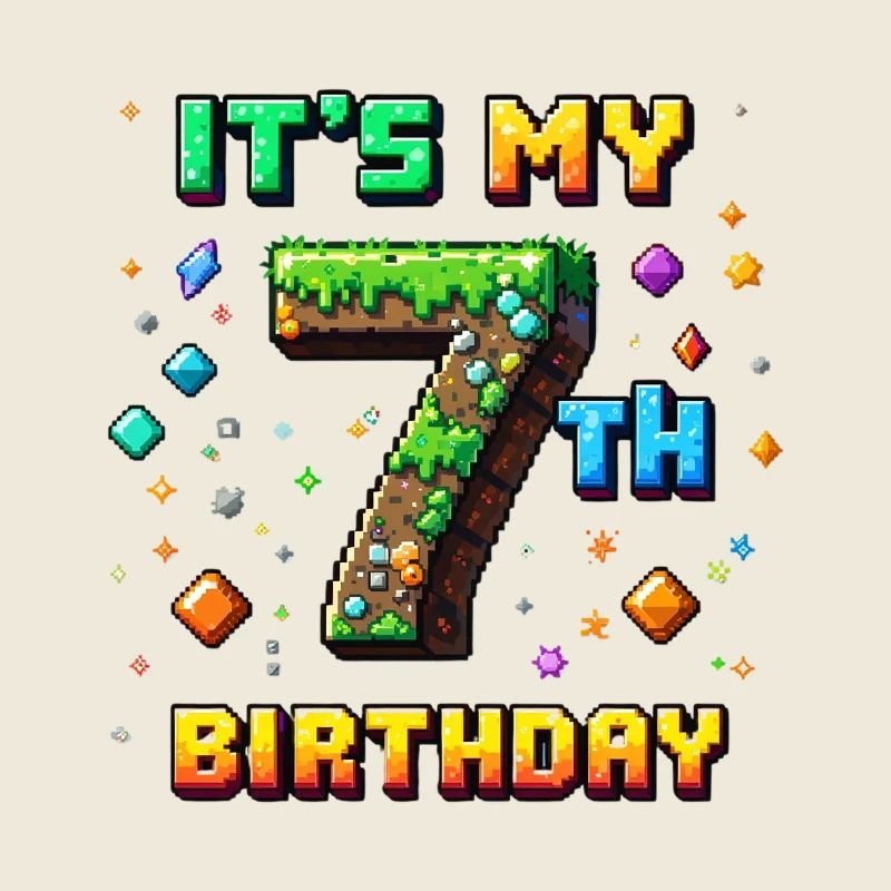 7e anniversaire Enfants Pixel