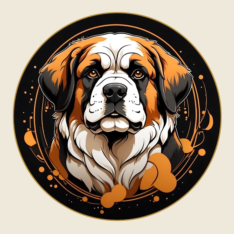 Portrait de Saint-Bernard dans un cadre rond