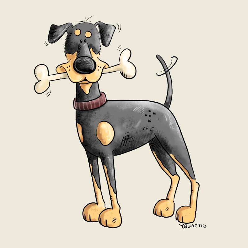 Dobermann Oder Pinscher mit Knochen