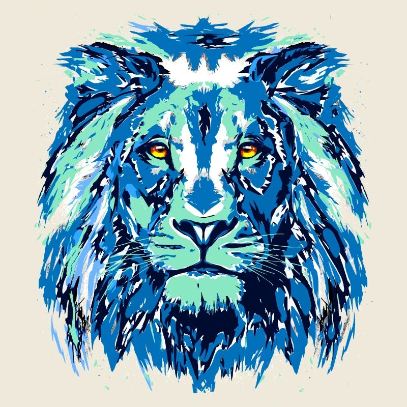 Blauer Löwe - Löwenkopf - Sternzeichen Löwe