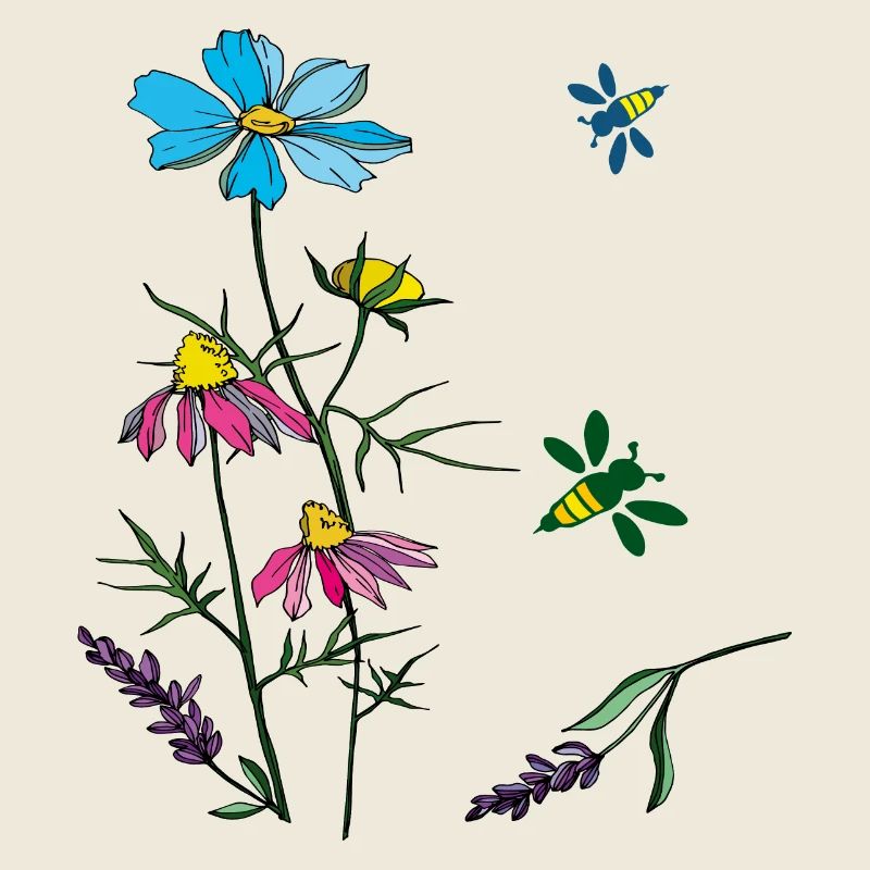 Herbs, chamomile, bees