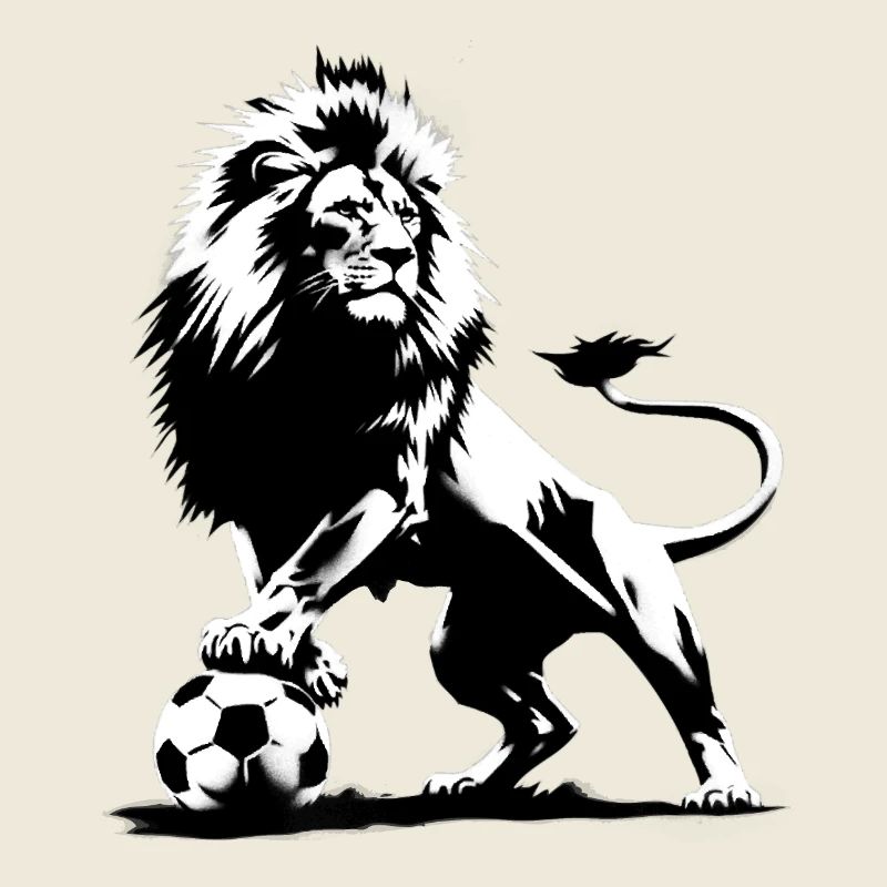 Lion playing soccer