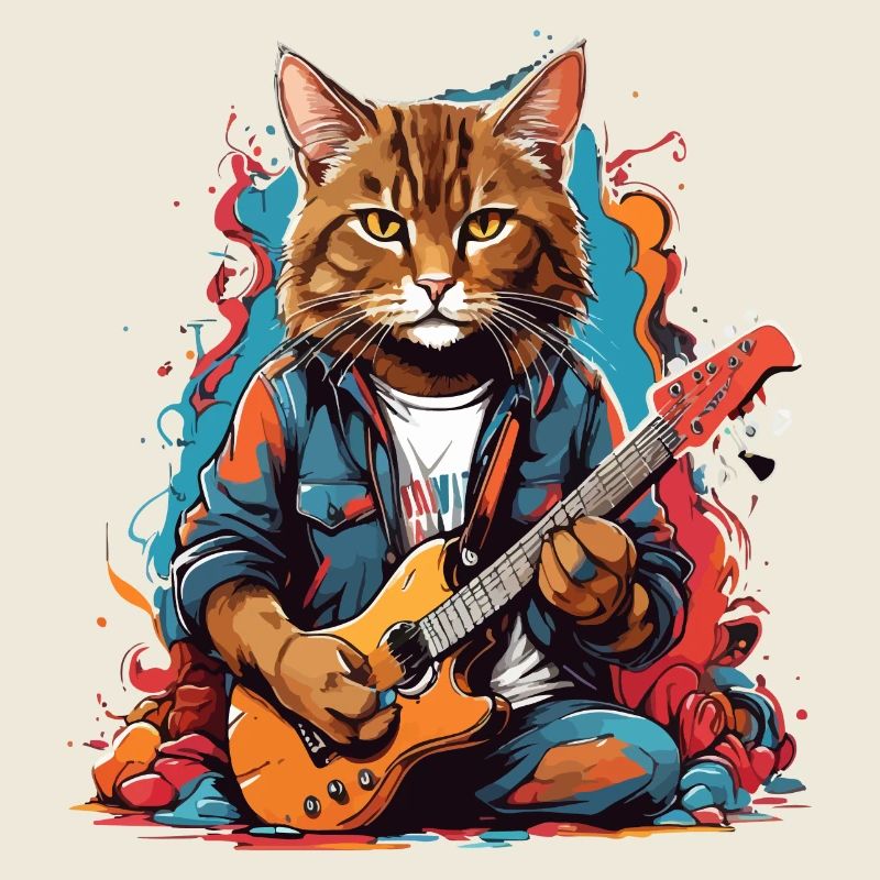 Chat avec guitare