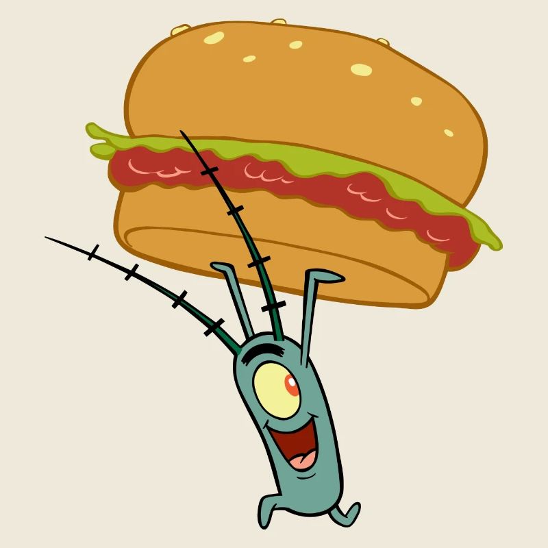 Bob l'Éponge Plankton Tenant Un Hamburger