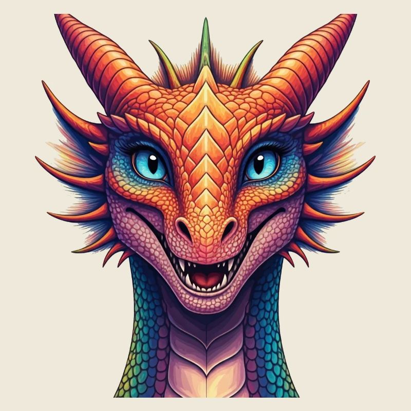 Vibrant Rainbow Dragon Head