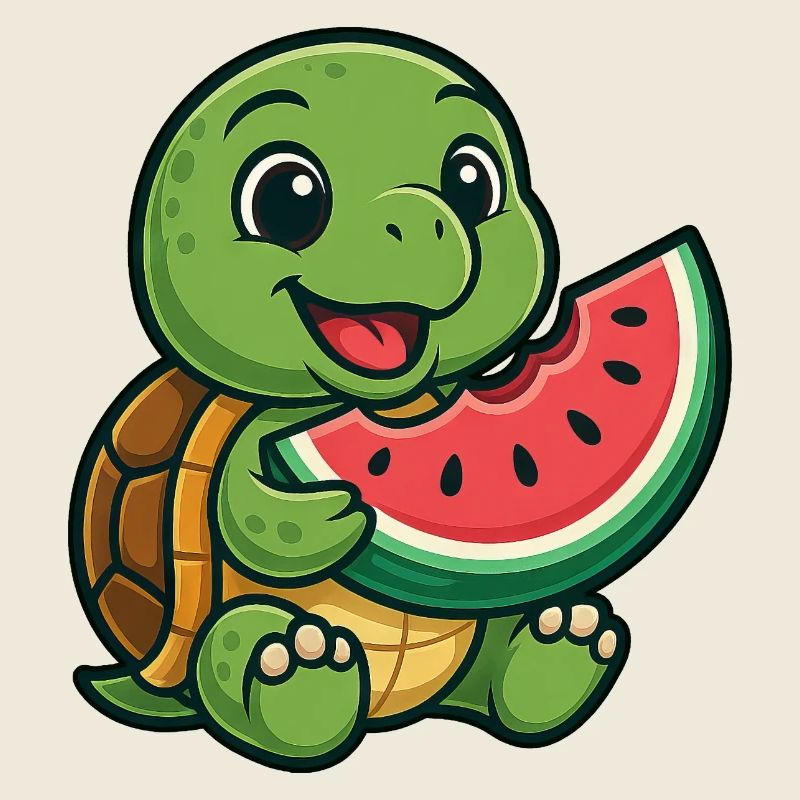 Cute turtle with melon summer design