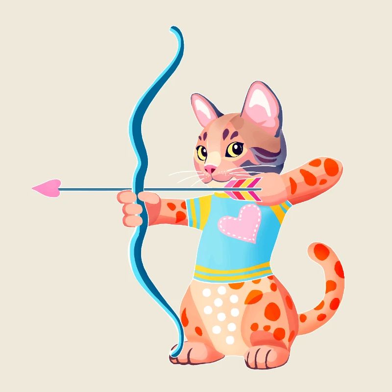 Blue Heart Archer Cat