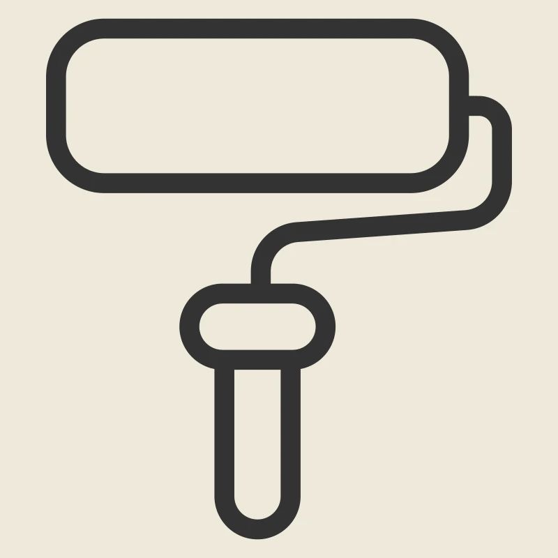 Minimalist Paint Roller Line Art Icon