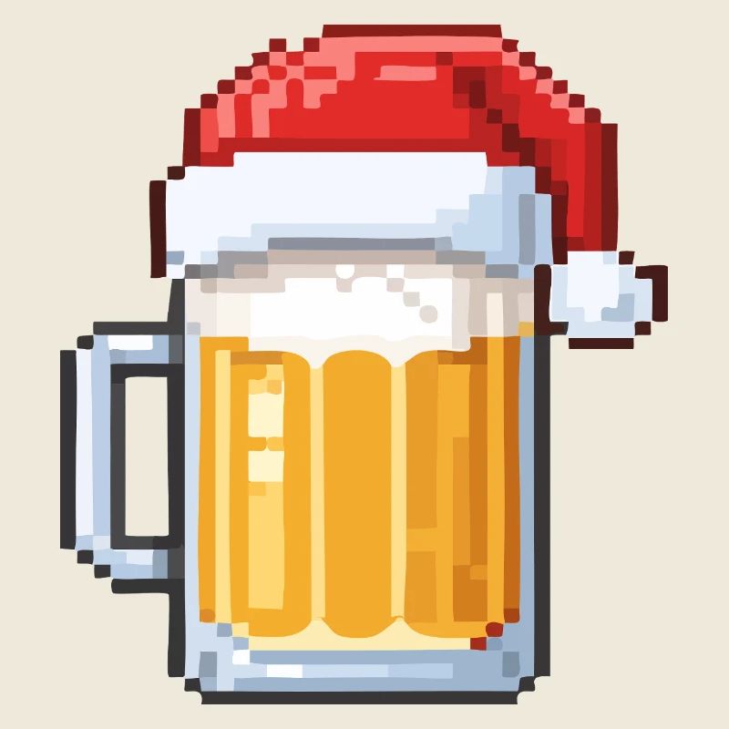 Pixel Bier mit Weihnachtsmütze – Weihnachtsdesign