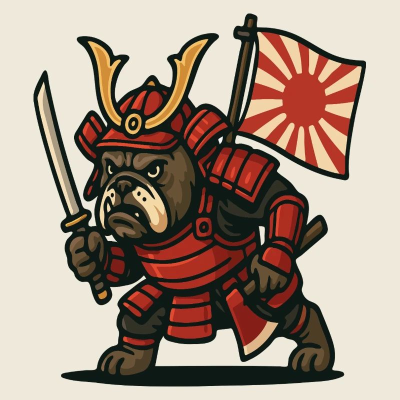 Samouraï Bulldog Warrior Japon Conception d’armure