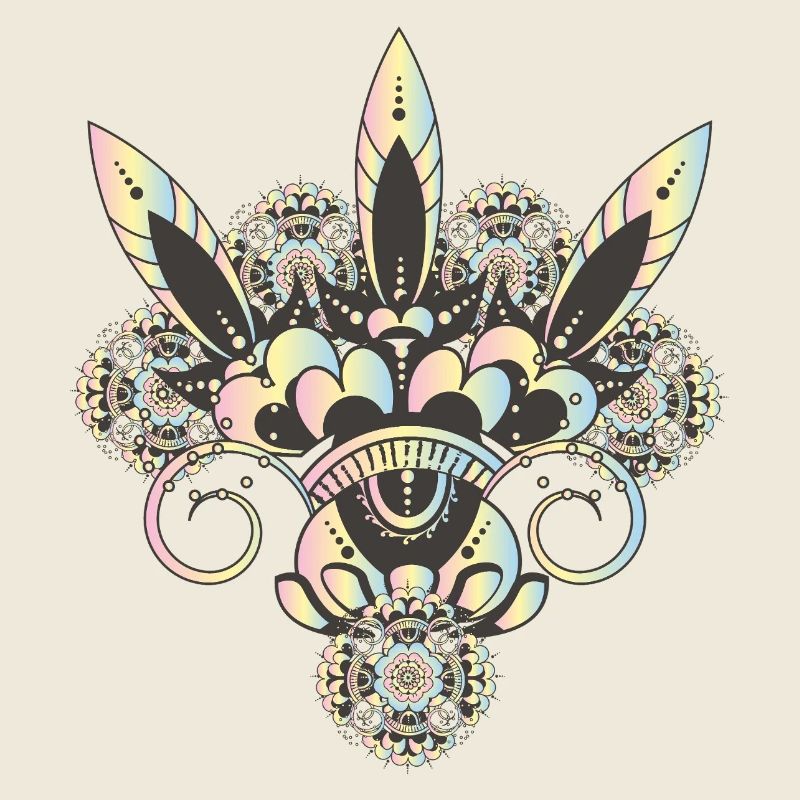 Pastel Mehndi Ornament with Fine Floral Pattern